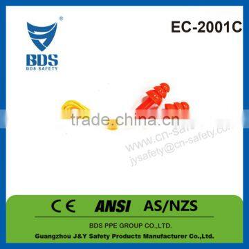 2015 Hot selling silicon rubber 32db Ce ANSI AS/NZS certification earplugs with cord