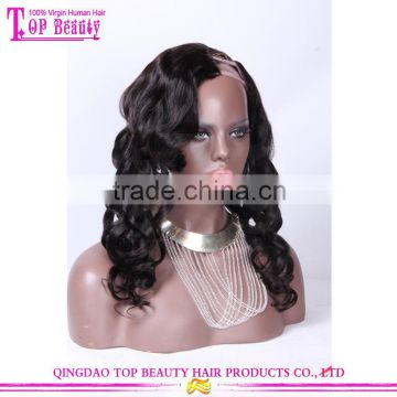 1b# Natural Black Color 150% Density Loose wave Cheap Swiss Lace Brazilian Human Hair Full Lace Wig Cheap Human Hair U Part Wigs