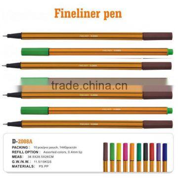 fashionable designed smooth writing coloueful fineliner pen