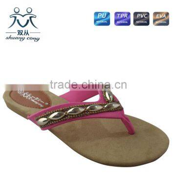 2016 Fuzzy Summer Metal Bead Slipper for Girls