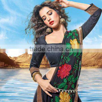 Bollywood Actress Off White Georgette Saree photo-5