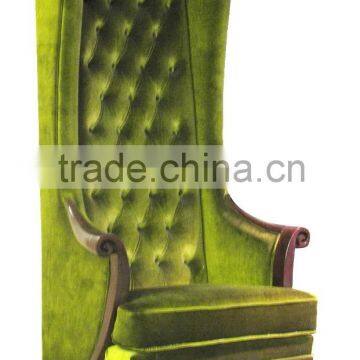 Green Fabric Antique King Throne High Back Chairs for Sale