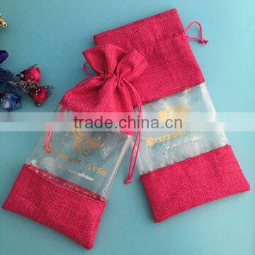 Top quality colored jute bag with drawstring