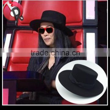 new fashion wool felt top hat flat brim