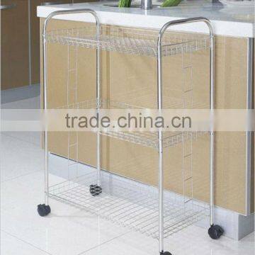 2014 strong stainless steel household storage shelf with wheel