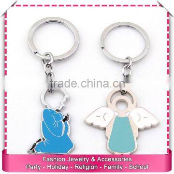 Lovely keychains custom metal, hot sale angel keychain