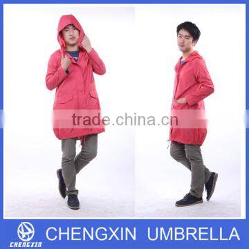 long red pvc raincoat for men