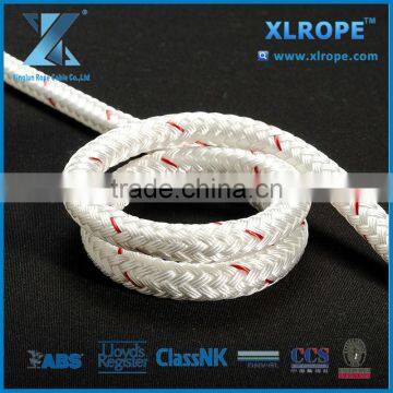 XLROPE 12mm White with Red Tracer Double Braided Polyester Rope