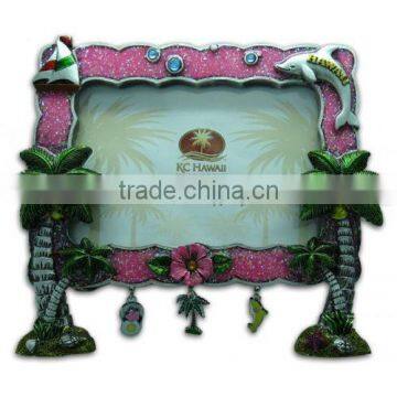 Hawaiian Palm Trees Beach Scene Poly Picture Frame With Charms photo-2