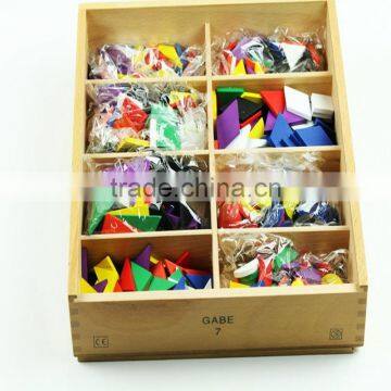 Wooden Educational Toy Froebel Gabe 7 Colorful Geometric Shapes Blocks Combination photo-3
