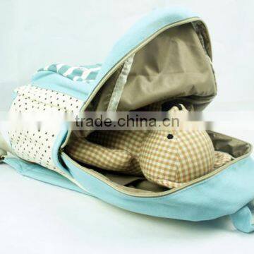 Canvas Polka Dots and Stripes School Bag School Backpack For Campus Hiking Travel Book Bag photo-3