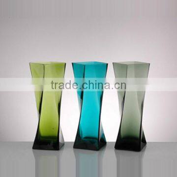 Hand Made Decorative Square Glass Vase Spiral Glass Vase