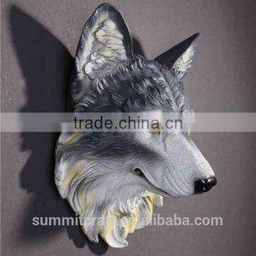 Resin Wall Animal Head Mount Carved Wolf Head photo-2