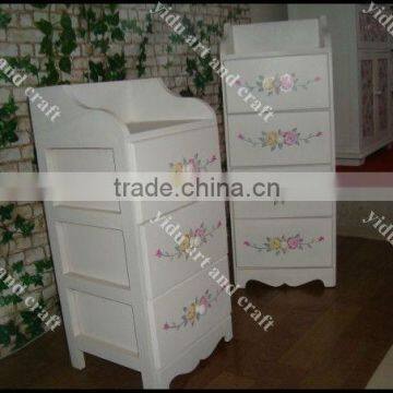 practical home furniture wooden storage cabinet, white bedside table