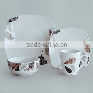 16pcs Square Shape Porcelain Dinnerware Set,pure Porcelain Square Dinner Set,square Shape Dinnerware Set With Decal photo-3