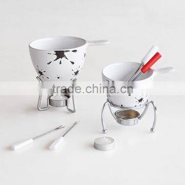 Stoneware Fondue Set With Decal Printing, Beautoful Fondue Set photo-3