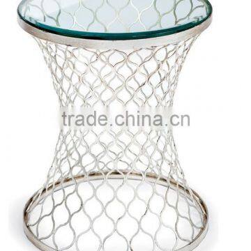 CN8014 Modern Golden Mesh Base Design Clear Glass Top Coffee Table and Side Table. photo-4