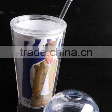 16oz Bpa Free Plastic Reusable Double Wall Tumbler With Dome Lid photo-3