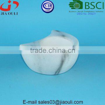 Popular Design Marble Color Ceramic Moon Shape Tealight Holder photo-3