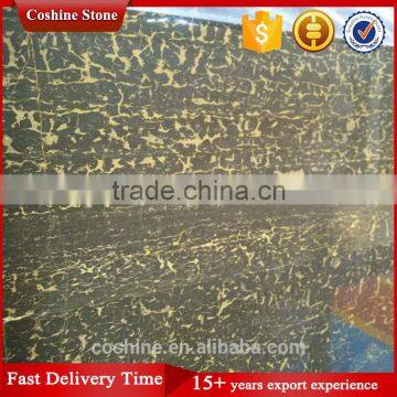 China Popular Polished Gold Veins Black Marble Slab photo-2