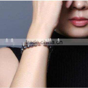 Real 6-7mm Black Rice Shape Freshwater Pearl Jewelry Bracelet photo-2