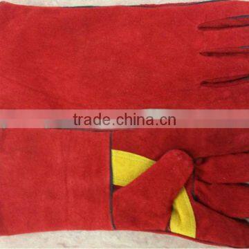 Red Cow Split Leather Work Gloves/Welding Gloves In Guangzhou photo-3