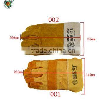 Gold color short cow grain leather welding glove for sale