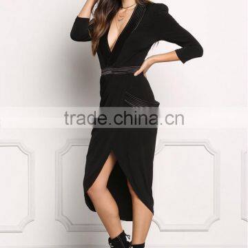 Sexy Black Structured Embossed V Plunge Dress American Girls Without Dresses Photos Names Of Ladies Western Designs HSD5473 photo-4
