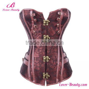 Retro Brown Body Shape Overbust Vintage Bustiers Sexy Steampunk Corset