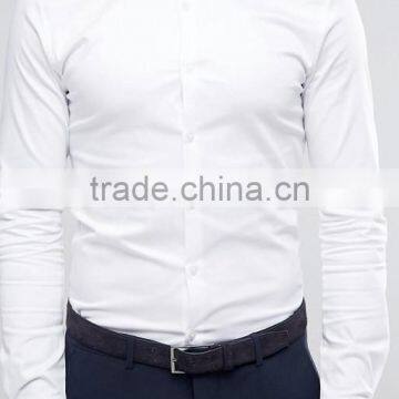Custom New Design Spread Collar Long Sleeve Mens 98% Cotton 2% Elastane Soft Satin Slim Fit Casual White Business Dress Shirts photo-2