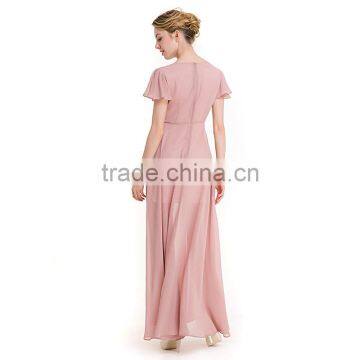 Maxnegio Fashion Pink Maxi Patchwork Chiffon Eveing Dress With Ruffle Women Dress photo-2