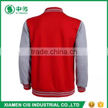 High Qulaity Custom Polyester Cotton Fleece Unisex Plus Size Red Varsity Jacket photo-3