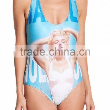 Screen Print One Piece With Liner Custom Swimsuit Scoop Neck Tank Top Straps 80% Nylon 20% Spandex Stretch Women Swimwear photo-2
