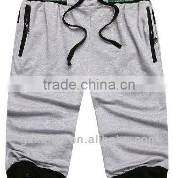 Pure100% Cotton Swearter Fabric Men's 3/4 Casual Short Pants with Contrast Pattern