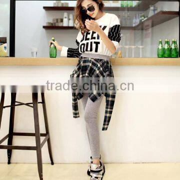 2016 new free sizes casual girls checked leggings with skirt