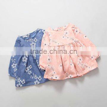 Autumn Toddler Baby Girl Cotton Linen Dresses Princess Costume Girls Clothes Floral Printed Children Dress