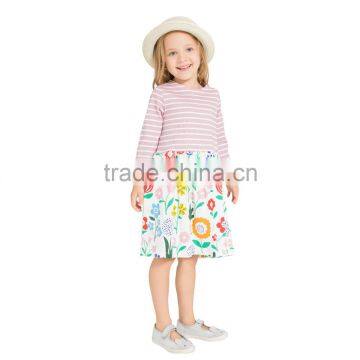 S33554W Girls Tunic Dress Applique Robe Fille 100% Cotton Children Dresses