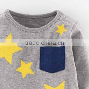 S33415W Boys T-shirt Long Sleeve 100% Cotton Stars Printed T-shirts photo-3