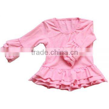 Newest wholesale pink baby girls ruffle shirts toddler ruffle long sleeved spring shirts