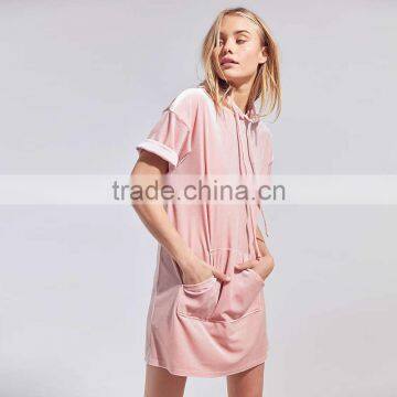 2017 Latest Fashion Half Sleeve Womens Velvet Hoodie Dress photo-6