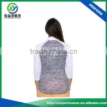 New Style Three Quarter Sleeve Leopard Printing Perfect Fit V-neck Polo T Shirts For Women photo-3