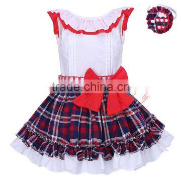 tartan crop top and skirt set spanish baby clothing