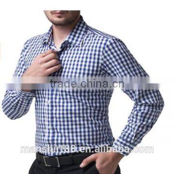 2016 New Wholesale Cutaway Collar Gingham Long Sleeve Custom Men's Formal Dress Shirt photo-5