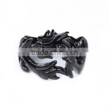 Titanium Steel Unadjustable Rings Black Dragon