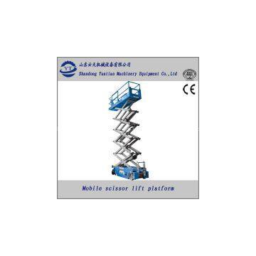 Self-propelled hydraulic scissor lift platform for roof fix