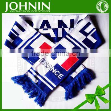 Cheap qualified printing promotional gifts knitted fabric soccer fans scarf