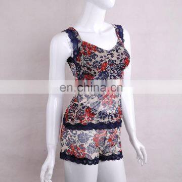 2015 Flower Printed Sleeveless Ladies Bra and Panty Sets Camisole photo-2