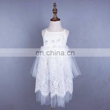 White Lace Baby Girl Dress Slip Tulle Maxi Frock Blessing Gown Princess Costume