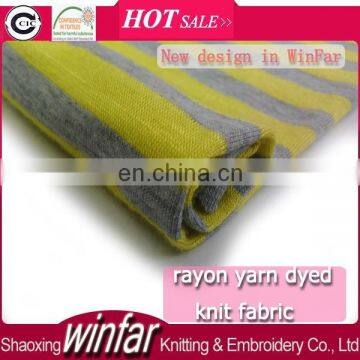 Winfar textile single jersey rayon yarn dyed stripe knitting fabric for dress