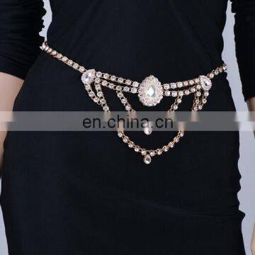 Exaggerated Retro Beach Water Droplets Rhinestone Waist Chain Body Chain Necklace Jewelry